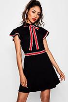 Boohoo Sandra Sports Tape Bow Detail Dress