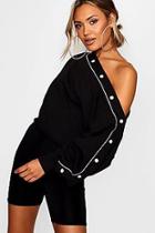 Boohoo Diagonal Popper Sweatshirt