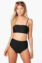 Boohoo Petite Poppy Bandeau Strappy High Waisted Bikini