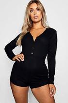 Boohoo Plus Ribbed Button Detail Pj Romper