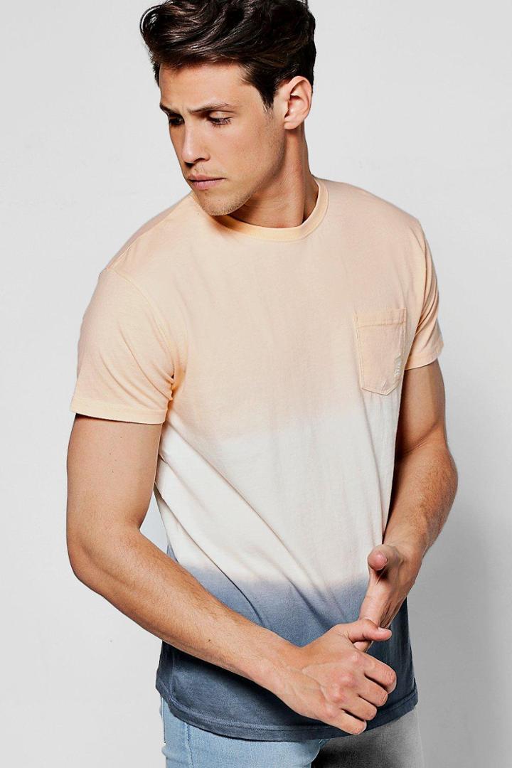 Boohoo Dip Dye Faded Ombre T-shirt Peach
