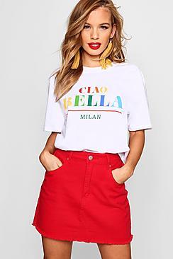 Boohoo Petite Abigail Caio Bella Slogan Tee