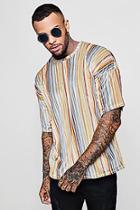 Boohoo Drop Shoulder Stripe Velour T-shirt