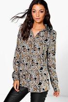 Boohoo Tall Vera Paisley Print Woven Oversized Shirt