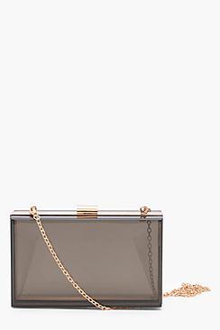 Boohoo Tanya Coloured Clear Clutch Bag