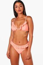 Boohoo Cuba Soft Frill Triangle Bikini