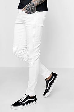 Boohoo Skinny Fit Jeans With Panelled Biker Detail