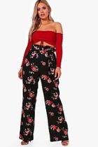 Boohoo Plus Remy Woven Dark Floral Wide Leg Trousers