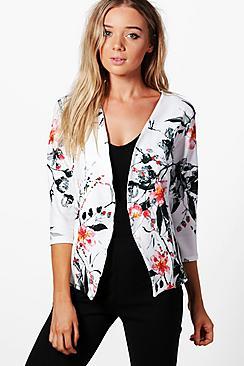 Boohoo Rubie Printed Collarless Blazer