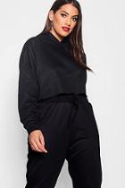 Boohoo Plus Lara Crop Loop Back Tonal Hoody