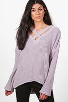 Boohoo Lacey Oversized Strap Neck Jumper