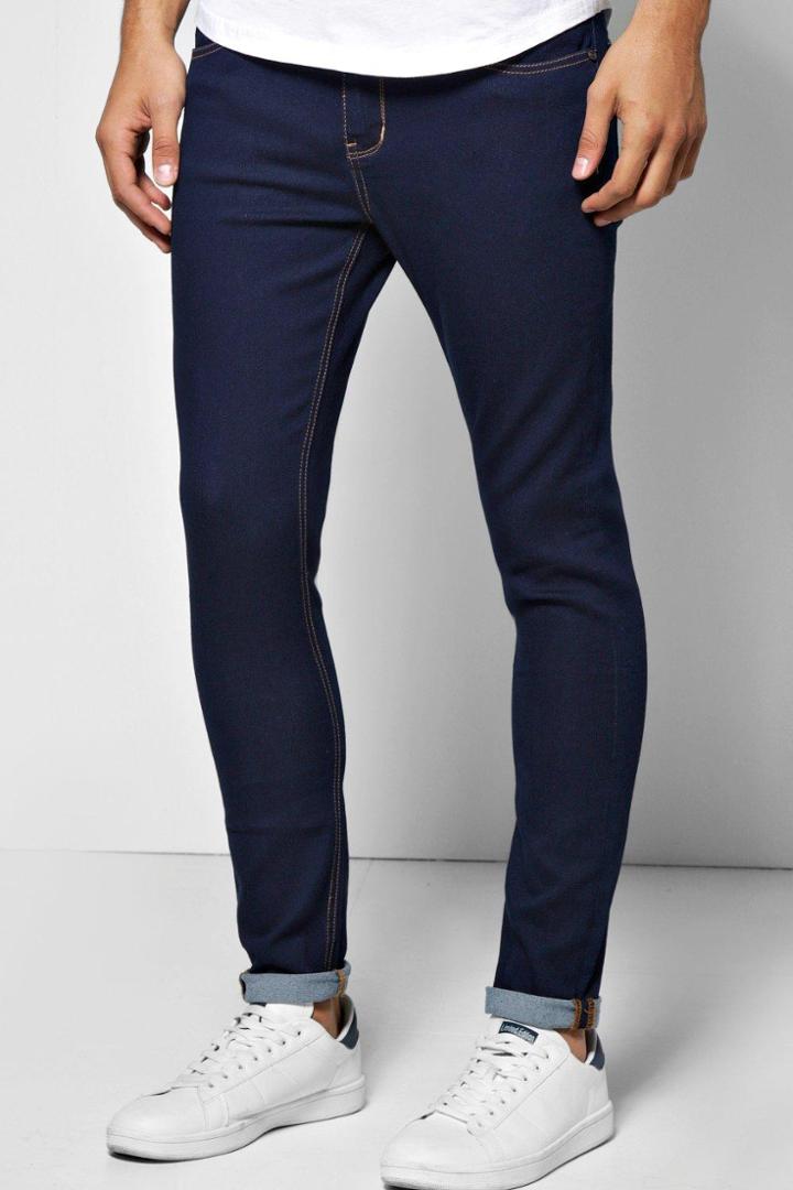 Boohoo Skinny Fit Turn Up Jeans Indigo