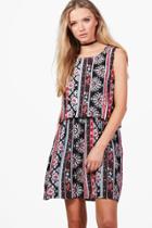 Boohoo Lucy Printed Dress Black