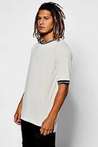 Boohoo Sports Rip Curved Hem T-shirt In Towelling