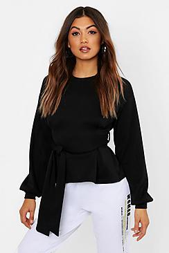 Boohoo Pleat Detail Belted Sweat