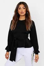 Boohoo Pleat Detail Belted Sweat