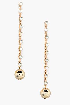 Boohoo Jess Pearl & Metallic Bead Drop Earrings