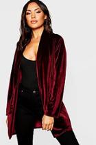 Boohoo Velour Button Detail Duster Jacket