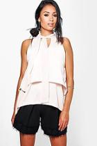 Boohoo Abigail Double Layer High Neck Top