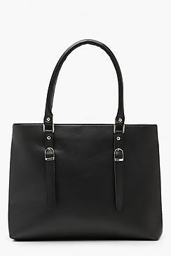 Boohoo Double Buckle Detail Shopper Tote