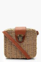 Boohoo Structured Straw Pushlock Crossbody
