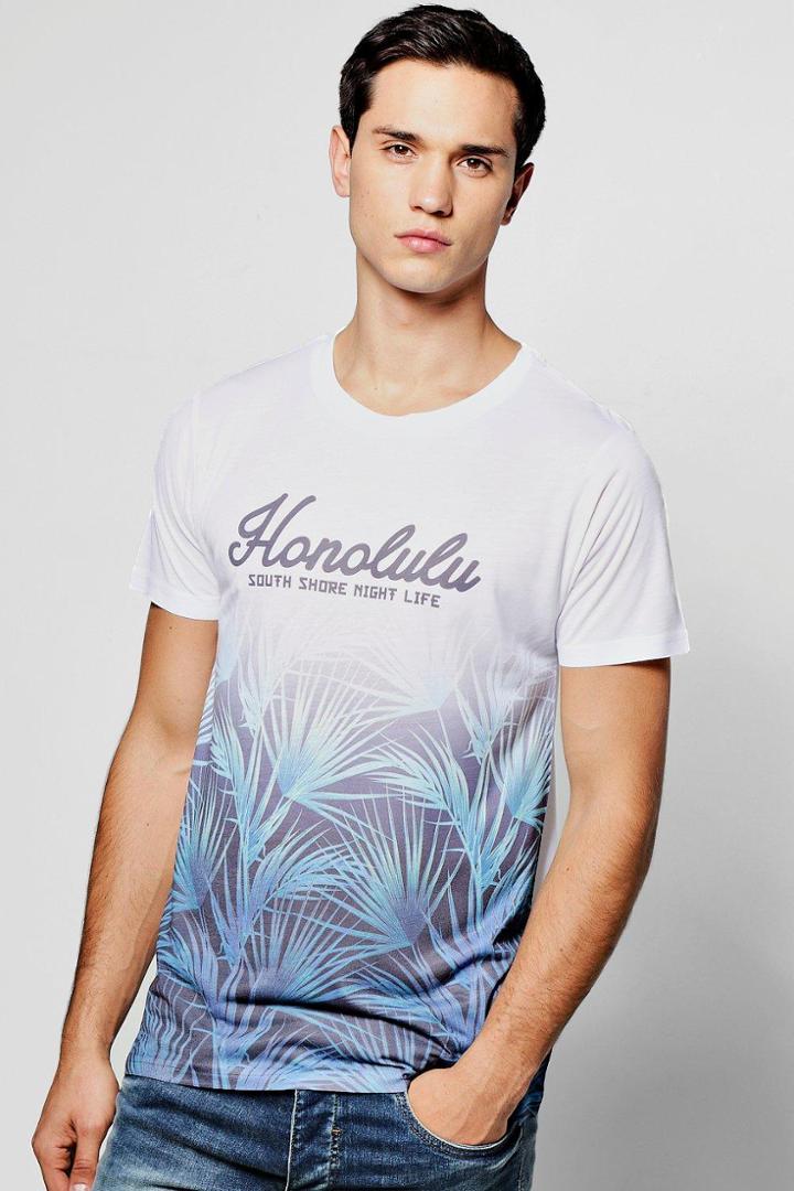 Boohoo Honolulu Bay Sublimation T Shirt White