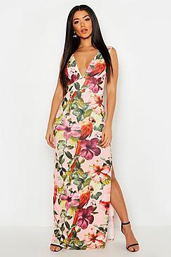 Boohoo Plunge Floral Maxi Dress