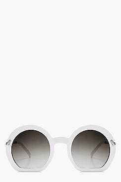 Boohoo Zoe Cut Off Round Plastic Sunglasses