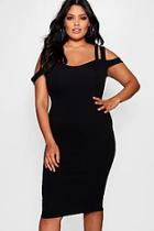 Boohoo Plus Frankie Double Strap Off Shoulder Midi Dress
