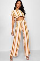Boohoo Stripe Oversized T Shirt & Wide Leg Trousers