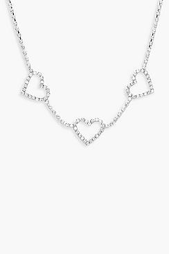Boohoo Heart Diamante Choker