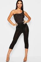 Boohoo Metallic Glitter Stretch Cropped Leggings
