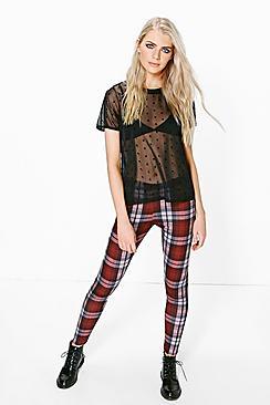 Boohoo Alaia Tonal Check Print Leggings