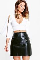 Boohoo Bella Split Sleeve V Neck Crop