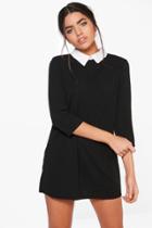 Boohoo Shauna Shirt Collar Dress Black