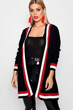 Boohoo Plus Ellie Contrast Stripe Chunky Cardigan