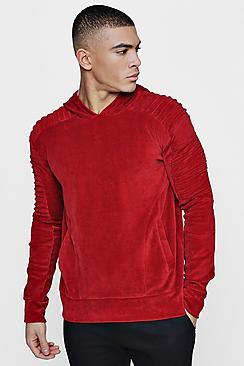Boohoo Velvet Biker Hoodie