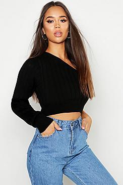 Boohoo One Shoulder Crop Jumper