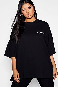 Boohoo Plus Woman Embroidered Oversized T-shirt