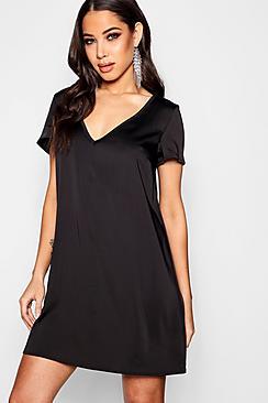 Boohoo Gabby Plunge Woven Shift Dress