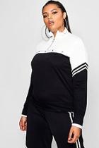 Boohoo Plus Beth Tonal Popper Stripe Track Top