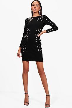 Boohoo Boutique Rebecca Eyelet Bandage Dress