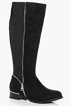 Boohoo Clara Zip Trim Riding Boot