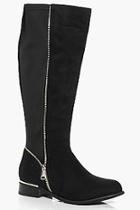Boohoo Clara Zip Trim Riding Boot