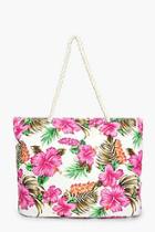 Boohoo Layla Tropical Flower Beach Bag