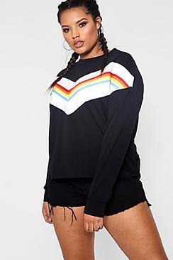 Boohoo Plus Demi Rainbow Sweat Top