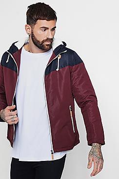 Boohoo Colour Block Hooded Zip Through Jacket