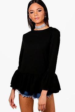 Boohoo Tall Annabel Ruffle Hem Top