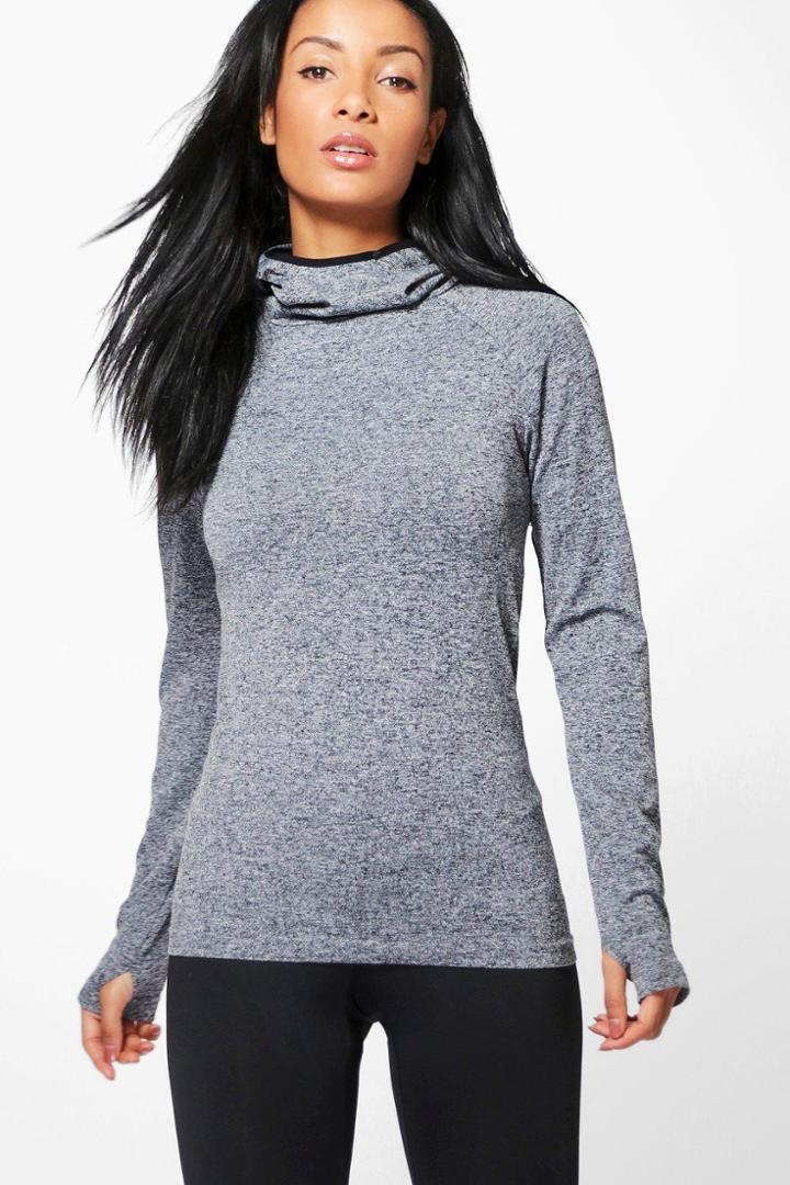 Boohoo Katie Fit Seamless Running Hoody Black