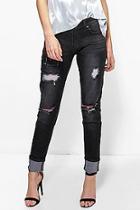 Boohoo Hannah Mid Rise Lightly Ripped Skinny Jeans